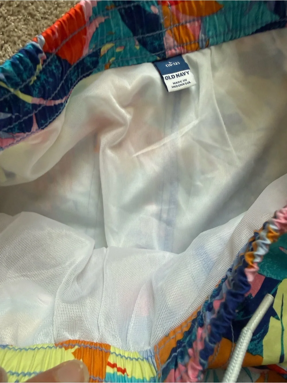 NWT Old Navy Tropical Swim Shorts - Blue Orange Multi Size L (10-12)